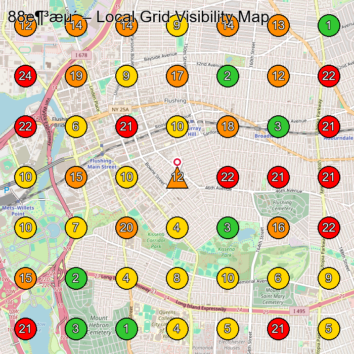 88e¶³æµ´ Massage Spa GeoGrid ranking map for Queens NY